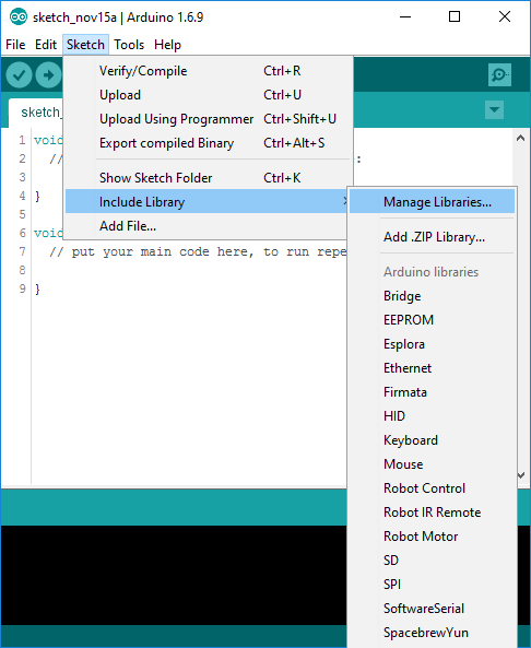 Arduino manage libraries....png
